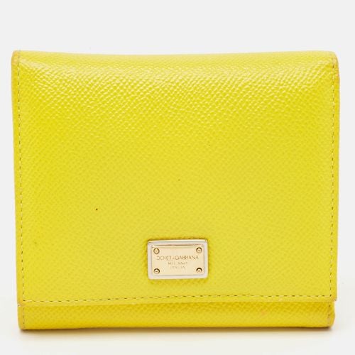 Dolce & Gabbana Yellow Leather Trifold Compact Wallet - Dolce & Gabbana - Modalova