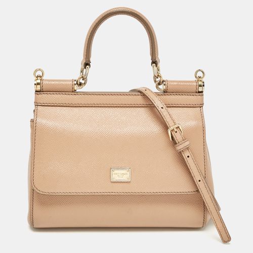 Dolce & Gabbana Beige Leather Small Miss Sicily Top Handle Bag - Dolce & Gabbana - Modalova