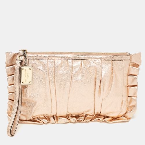 Dolce & Gabbana Rose Gold Leather Ruffle Wristlet Clutch - Dolce & Gabbana - Modalova