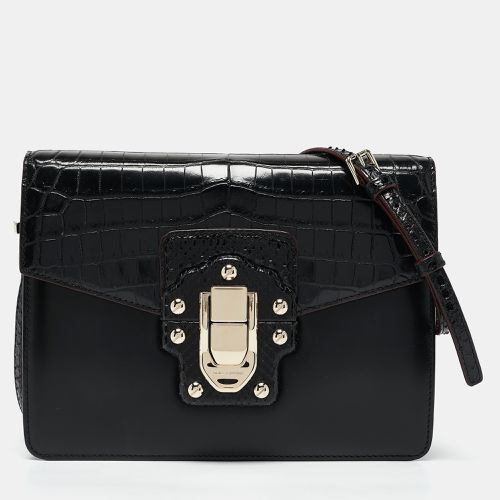 Dolce & Gabbana Black Crocodile Leather and Python Lucia Shoulder Bag - Dolce & Gabbana - Modalova