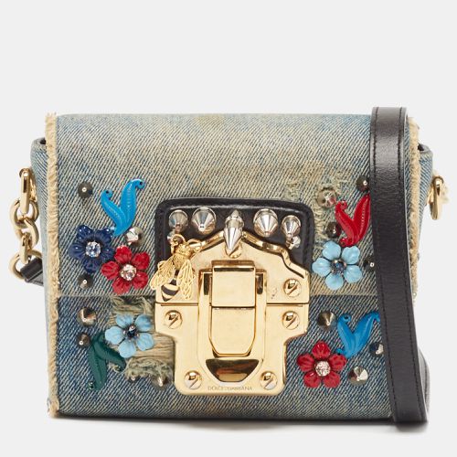 Dolce & Gabbana Blue Denim Mini Embellished Lucia Shoulder Bag - Dolce & Gabbana - Modalova