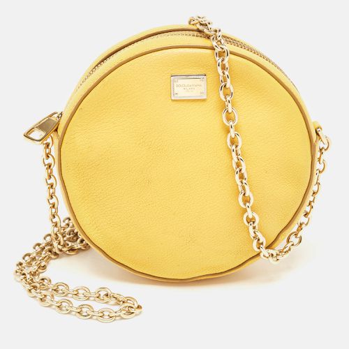 Dolce & Gabbana Yellow Leather Glam Round Crossbody Bag - Dolce & Gabbana - Modalova