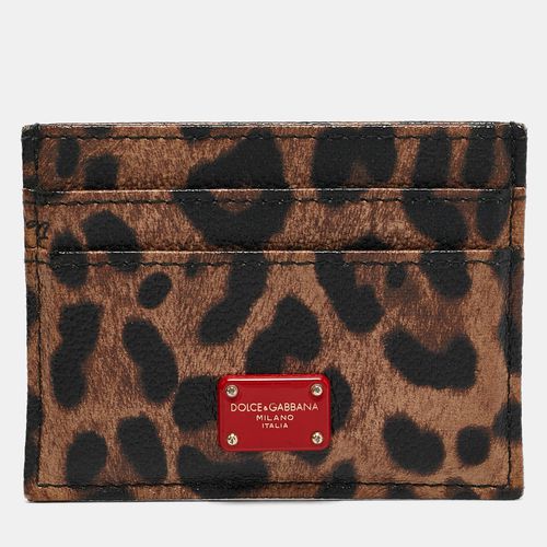 Dolce & Gabbana Brown Leopard Print Coated Canvas Logo Card Holder - Dolce & Gabbana - Modalova