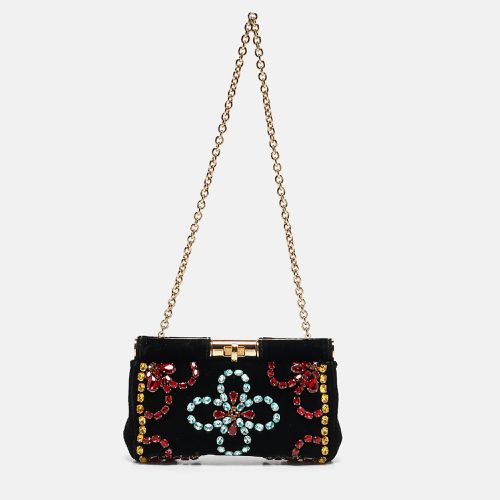 Velvet Crystals Embellished Frame Clutch Bag - Dolce & Gabbana - Modalova