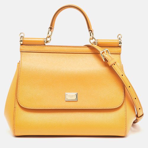 Dolce & Gabbana Orange Leather Medium Miss Sicily Top Handle Bag - Dolce & Gabbana - Modalova