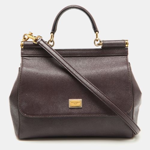 Dolce & Gabbana Dark Purple Leather Medium Miss Sicily Top Handle Bag - Dolce & Gabbana - Modalova