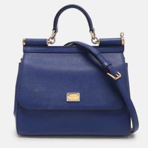 Dolce & Gabbana Blue Leather Medium Miss Sicily Top Handle Bag - Dolce & Gabbana - Modalova