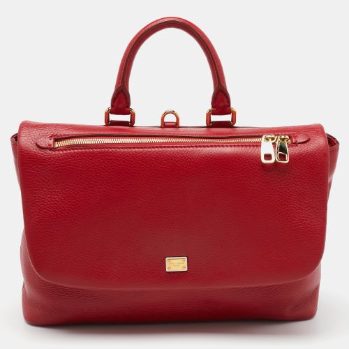 Dolce & Gabbana Red Leather Zipper Flap Top Handle Bag - Dolce & Gabbana - Modalova