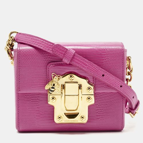 Dolce & Gabbana Pink Lizard Embossed Leather Mini Lucia Crossbody Bag - Dolce & Gabbana - Modalova