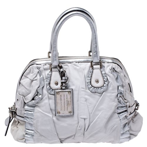 Dolce & Gabbana Silver Leather Miss Rouche Distressed Satchel - Dolce & Gabbana - Modalova