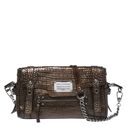 Dolce & Gabbana Brown Croc Embossed Patent Leather Miss Easy Way Shoulder Bag - Dolce & Gabbana - Modalova