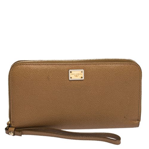 Dolce & Gabbana Tan Leather Strappy Zip Around Wallet - Dolce & Gabbana - Modalova