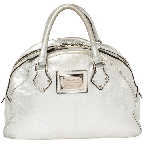 Dolce & Gabbana Silver Leather Miss Biz Satchel - Dolce & Gabbana - Modalova