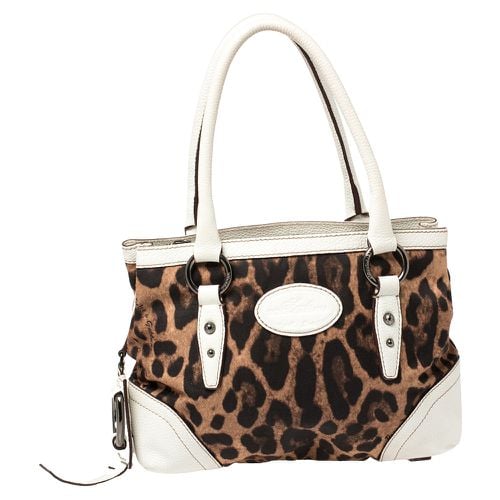 Dolce & Gabbana White/Brown Animal Print Fabric and Leather Satchel - Dolce & Gabbana - Modalova