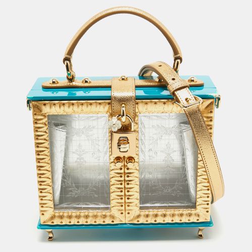 Dolce & Gabbana Turquoise/Gold Acrylic and Leather Furniture Miss Dolce Top Handle Bag - Dolce & Gabbana - Modalova