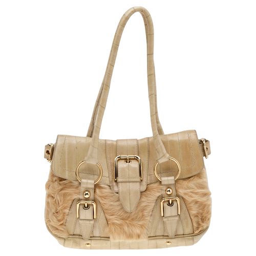 Dolce & Gabbana Beige Eel Leather and Fur Satchel - Dolce & Gabbana - Modalova