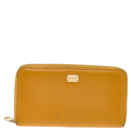 Dolce & Gabbana Yellow Leather Zip Around Wallet - Dolce & Gabbana - Modalova