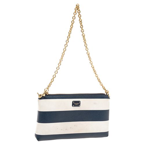 Dolce & Gabbana Blue/White Striped Leather Chain Pouch - Dolce & Gabbana - Modalova