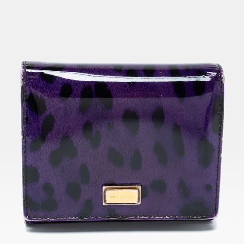 Dolce & Gabbana Purple Leopard Print Patent Leather Trifold Wallet - Dolce & Gabbana - Modalova