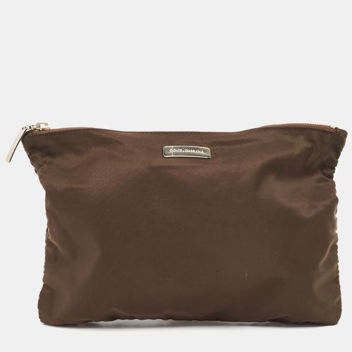 Dolce & Gabbana Brown Nylon Zip Slim Pouch - Dolce & Gabbana - Modalova