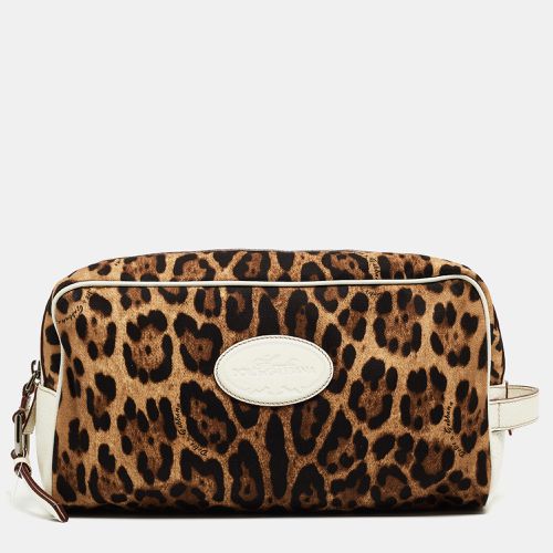 Dolce & Gabbana White/Brown Leopard Print Fabric and Leather Cosmetic Pouch - Dolce & Gabbana - Modalova