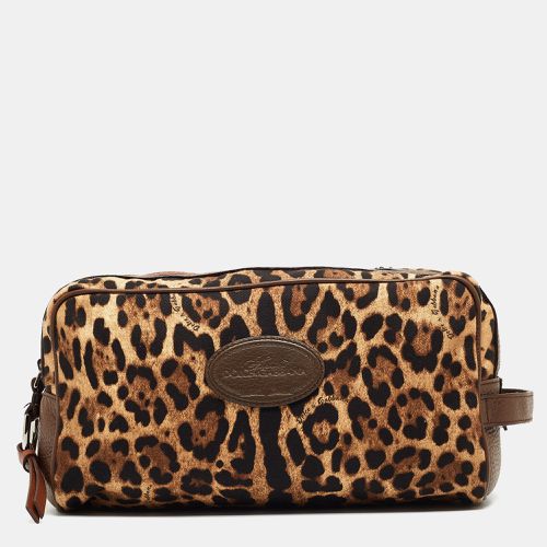 Dolce & Gabbana Brown Leopard Print Fabric and Leather Cosmetic Pouch - Dolce & Gabbana - Modalova