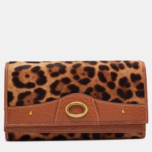 Dolce & Gabbana Brown/Beige Leopard Print Calfhair and Leather Double Flap Continental Wallet - Dolce & Gabbana - Modalova