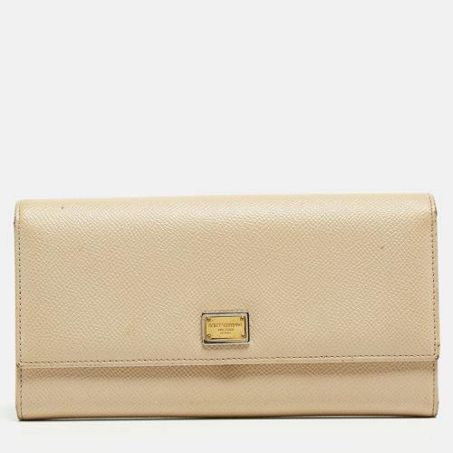 Dolce & Gabbana Beige Leather Dauphine Flap Continental Wallet - Dolce & Gabbana - Modalova