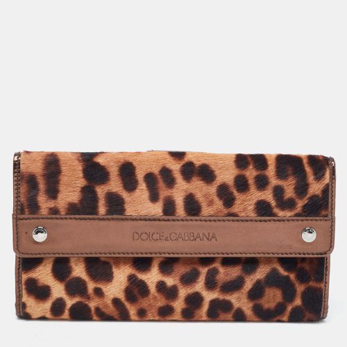 Dolce & Gabbana Brown Leopard Print Calfhair and Patent Leather Continental Wallet - Dolce & Gabbana - Modalova