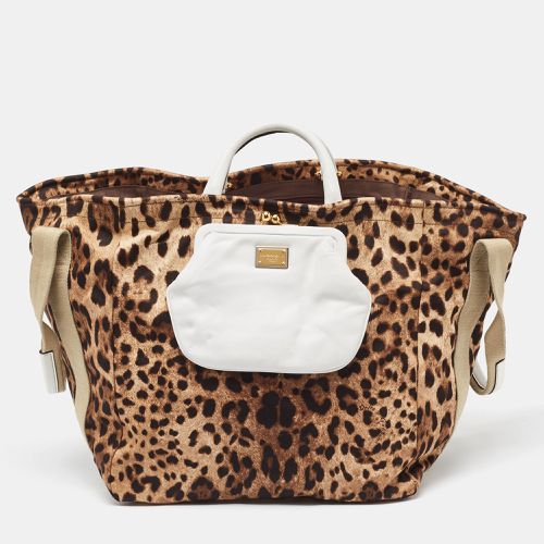 Dolce & Gabbana Brown/Black Leopard Print Fabric Front Pouch Tote - Dolce & Gabbana - Modalova