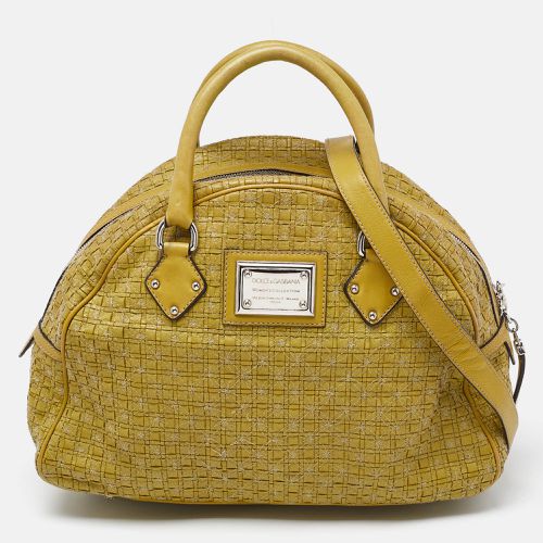 Dolce & Gabbana Olive Green Woven Leather Miss Biz Satchel - Dolce & Gabbana - Modalova