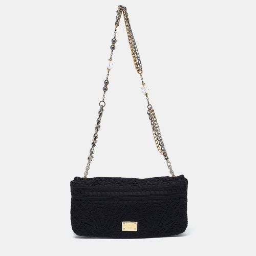 Dolce & Gabbana Black Lace Chain Flap Shoulder Bag - Dolce & Gabbana - Modalova