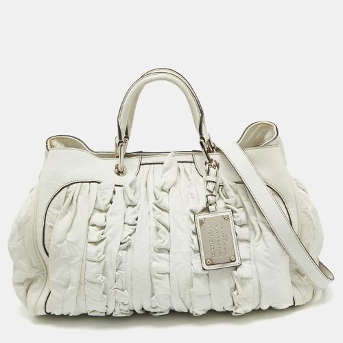 Dolce & Gabbana White Leather Ruffle Miss Brooke Satchel - Dolce & Gabbana - Modalova