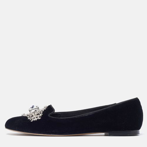 Dolce & Gabbana Black Velvet Crystal Embellished Ballet Flats Size 35 - Dolce & Gabbana - Modalova