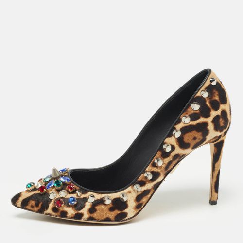 Dolce & Gabbana Brown/Beige Leopard Print Calf Hair Studded Pumps Size 37.5 - Dolce & Gabbana - Modalova