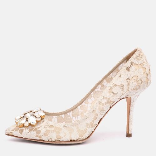 Dolce & Gabbana Off White Lace Bellucci Embellished Pointed Toe Pumps Size 39 - Dolce & Gabbana - Modalova