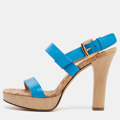 D&G Blue Patent Leather Ankle Strap Sandals Size 37.5 - D&G - Modalova