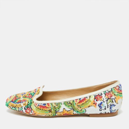 Dolce & Gabbana Multicolor Sequins and Croc Embossed Leather Smoking Slippers Size 37 - Dolce & Gabbana - Modalova