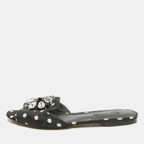 Polka Dot Canvas Bianca Flat Slides Size 37 - Dolce & Gabbana - Modalova