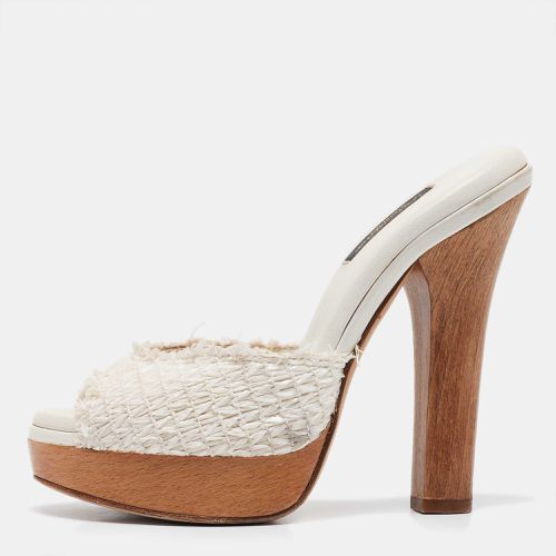 Dolce & Gabbana White Raffia Platform Slide Sandals Size 36 - Dolce & Gabbana - Modalova