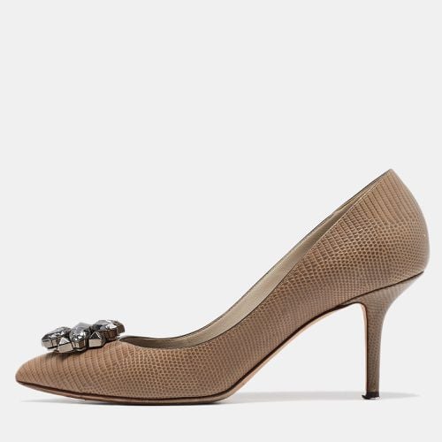 Lizard Embossed Leather Bellucci Crystals Pumps Size 39.5 - Dolce & Gabbana - Modalova