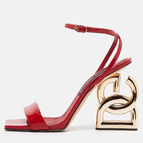 Dolce & Gabbana Red Patent Leather DG Heel Ankle Strap Sandals Size 40 - Dolce & Gabbana - Modalova