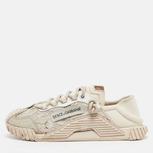 Dolce & Gabbana Cream/Pink Lace and Neoprene NS1 Sneakers Size 41 - Dolce & Gabbana - Modalova