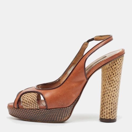 Dolce & Gabbana Brown Leather and Watersnake Slingback Sandals Size 36.5 - Dolce & Gabbana - Modalova