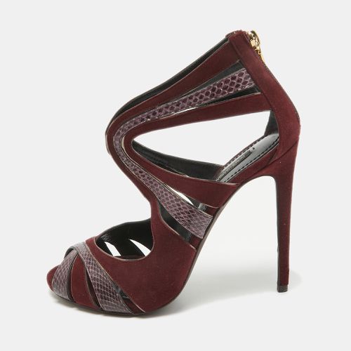 Dolce & Gabbana Burgundy Snakeskin and Suede Ankle Strap Sandals Size 38 - Dolce & Gabbana - Modalova