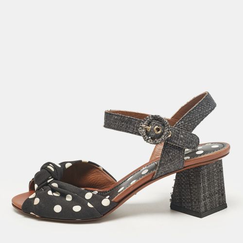 Dolce & Gabbana Black Polka Dot Knotted Fabric and Raffia Ankle Strap Sandals Size 38 - Dolce & Gabbana - Modalova