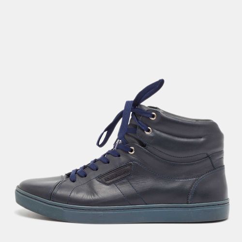 Dolce & Gabbana Navy Blue Leather High Top Sneakers Size 42 - Dolce & Gabbana - Modalova