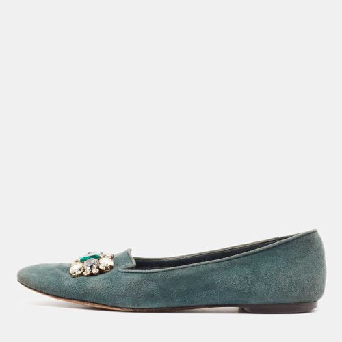 Dolce & Gabbana Green Suede Crystal Embellished Flats Size 37 - Dolce & Gabbana - Modalova