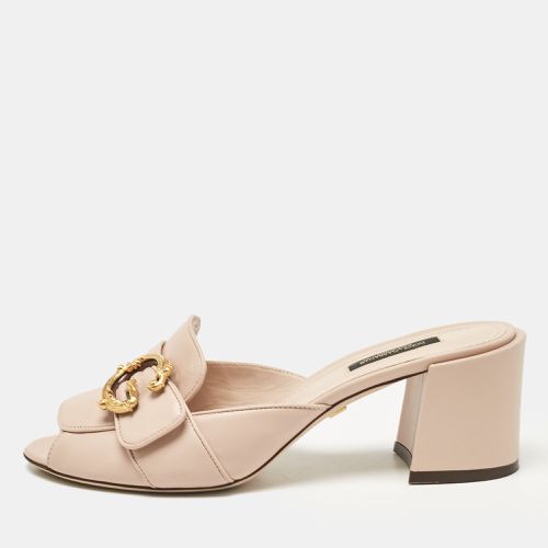 Dolce & Gabbana Beige Leather Slide Sandals Size 40 - Dolce & Gabbana - Modalova