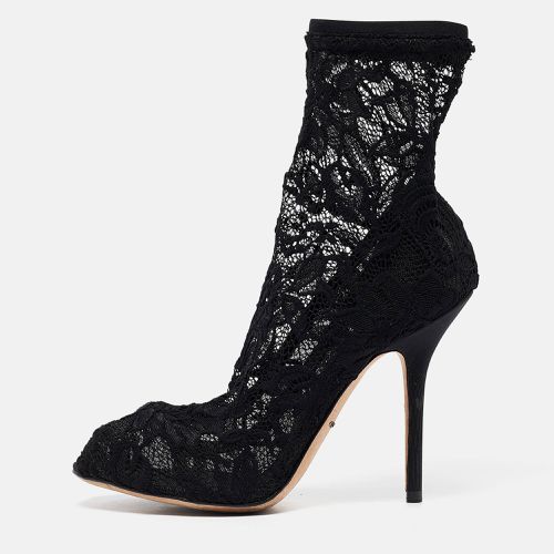 Dolce & Gabbana Black Stretch Lace and Mesh Ankle Length Boots Size 36 - Dolce & Gabbana - Modalova